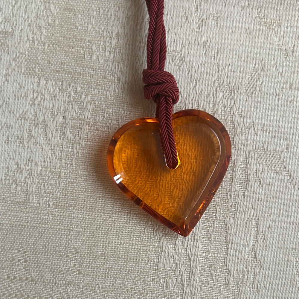 Baccarat Red Box with Amber Heart Pendant Necklace - Picture 6 of 7